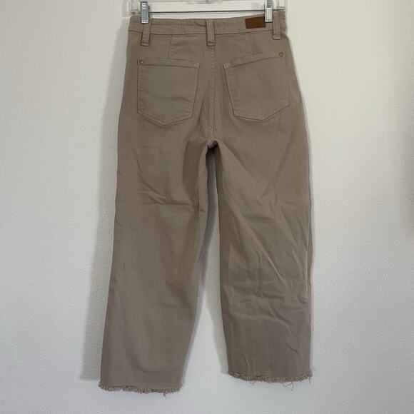 Judy Blue Garment Dyed High Rise Crop Jeans 5/27 Raw Hem JB88638 C-CO Khaki Wide - Picture 7 of 10